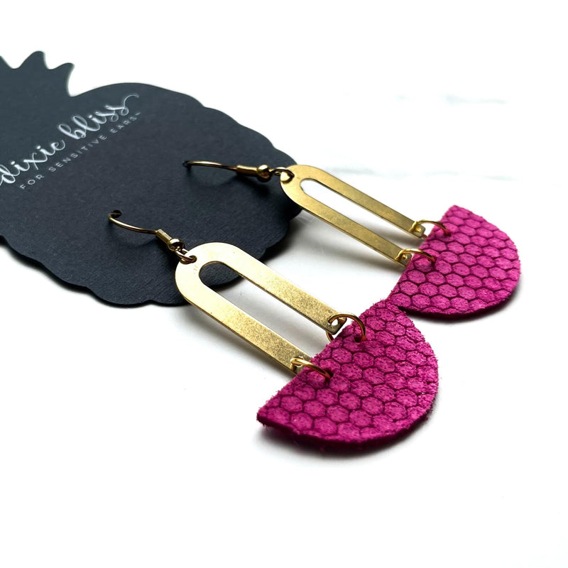 Delta in Fuchsia Honeycomb - Dixie Bliss - Dangle Earrings