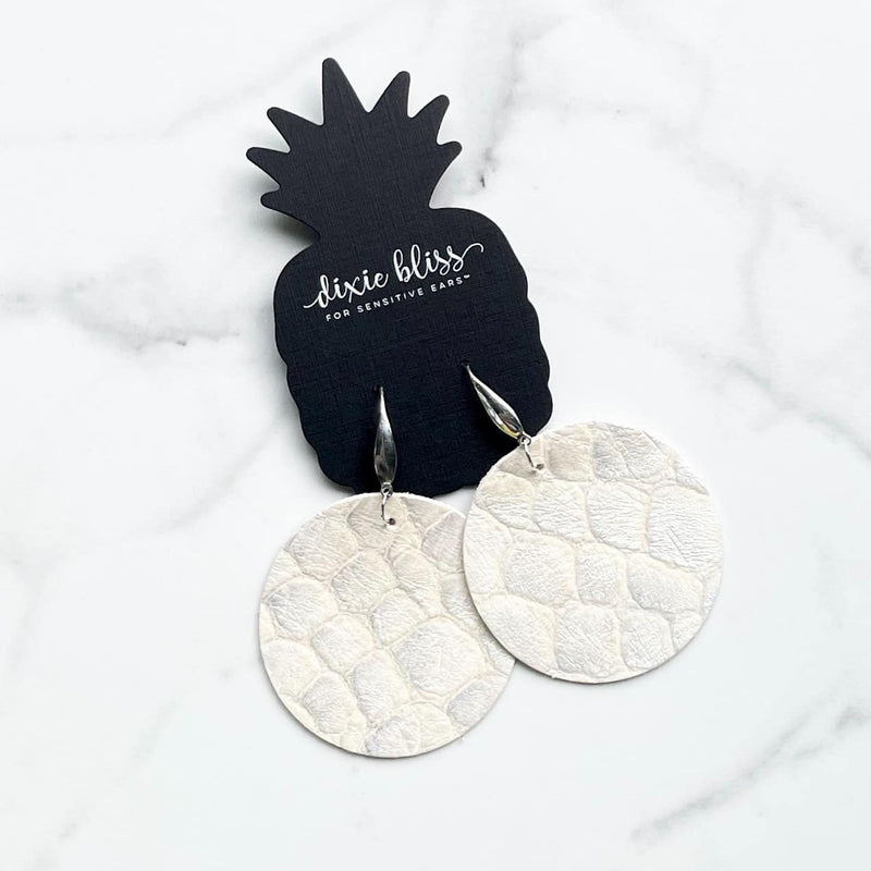 Florence in Silver Pearl Croc - Dixie Bliss - Dangle Earrings