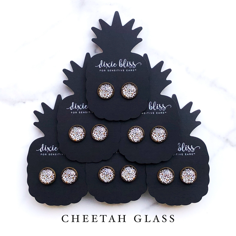 Cheetah Glass - Dixie Bliss - Single Stud Earrings