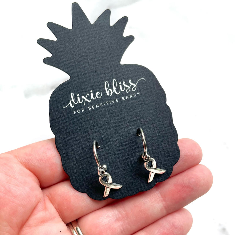 Ribbon Huggie Hoops - Dixie Bliss - Dangle Earrings