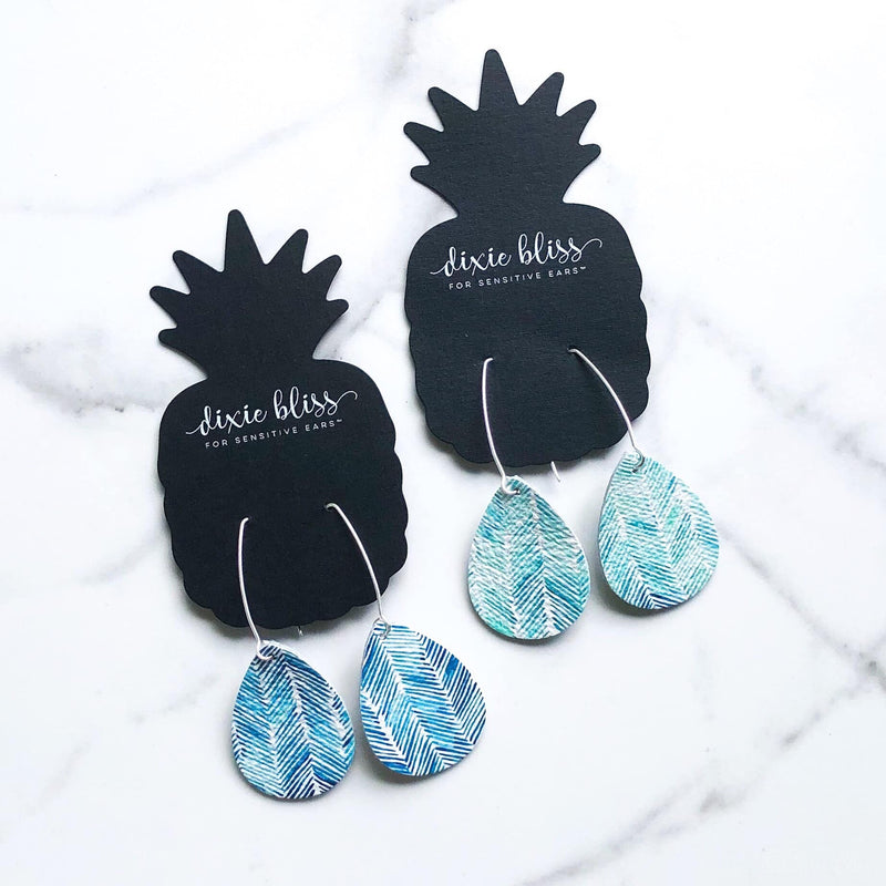 Charlotte in Aqua Chevron - Dixie Bliss - Dangle Earrings