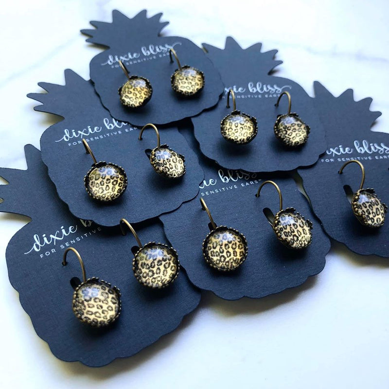 Shimmer Leopard Crown - Dixie Bliss - Leverback Earrings