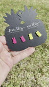 Bunnies in Watermelon Pink Shimmer - Dixie Bliss - Single Stud Earrings