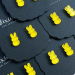 Bunnies in Canary Shimmer - Dixie Bliss - Single Stud Earrings