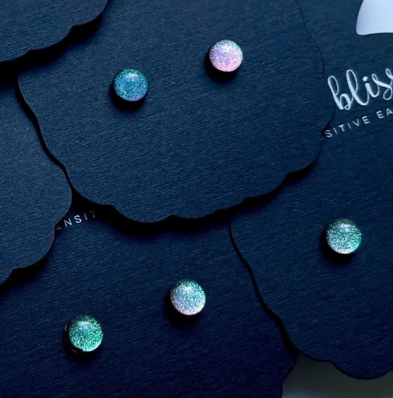 Micros in Crystal Ball Aura - Dixie Bliss - Single Stud Earrings