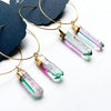 Fanciful Hoops in Rainbow Aura Quartz  - Dixie Bliss - Dangle Earrings