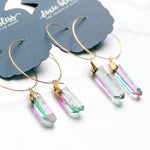 Fanciful Hoops in Rainbow Aura Quartz  - Dixie Bliss - Dangle Earrings