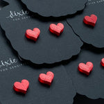 Micro Confetti Hearts in Red Glitter - Dixie Bliss - Single Stud Earrings