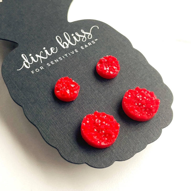 Mommy & Me in Lipstick Red - Dixie Bliss - Single Stud Earrings