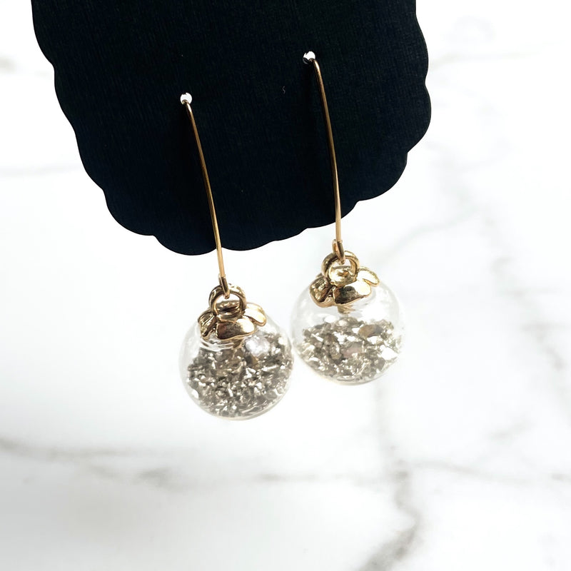 Golden Snow Globe - Dixie Bliss - Dangle Earrings