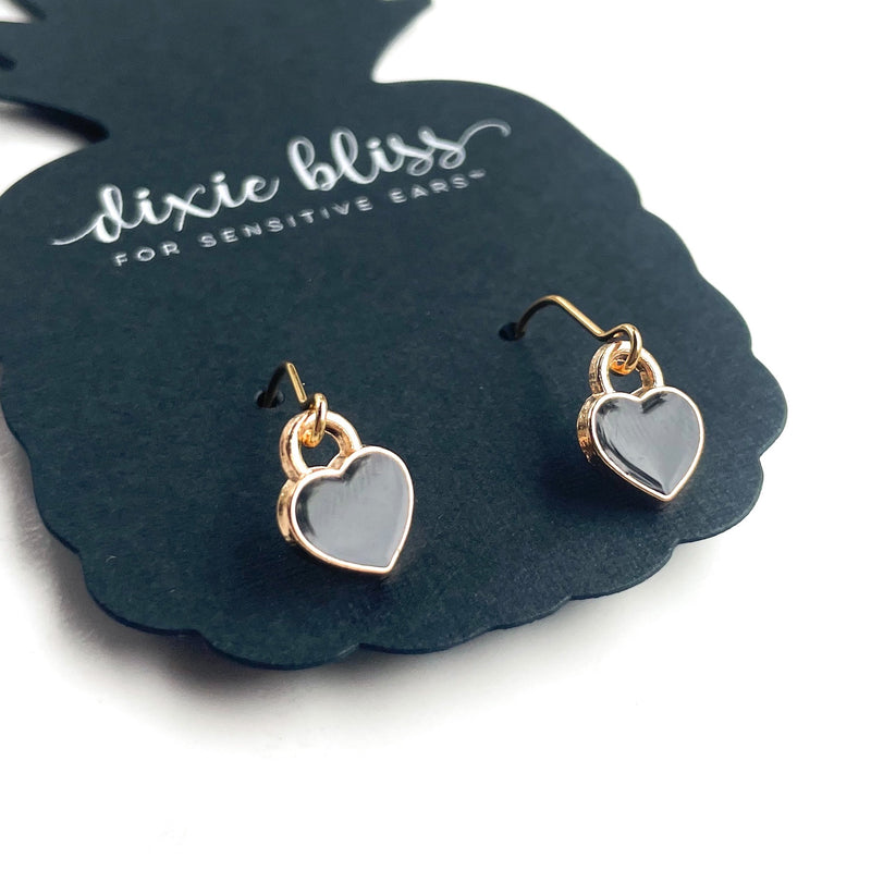 Sweetest Heart in Black - Dixie Bliss - Dangle Earrings