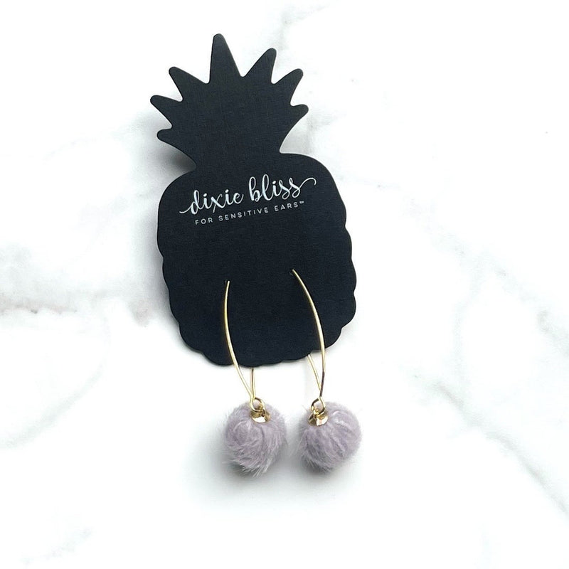 Simple Poms in Gray - Dixie Bliss - Dangle Earrings