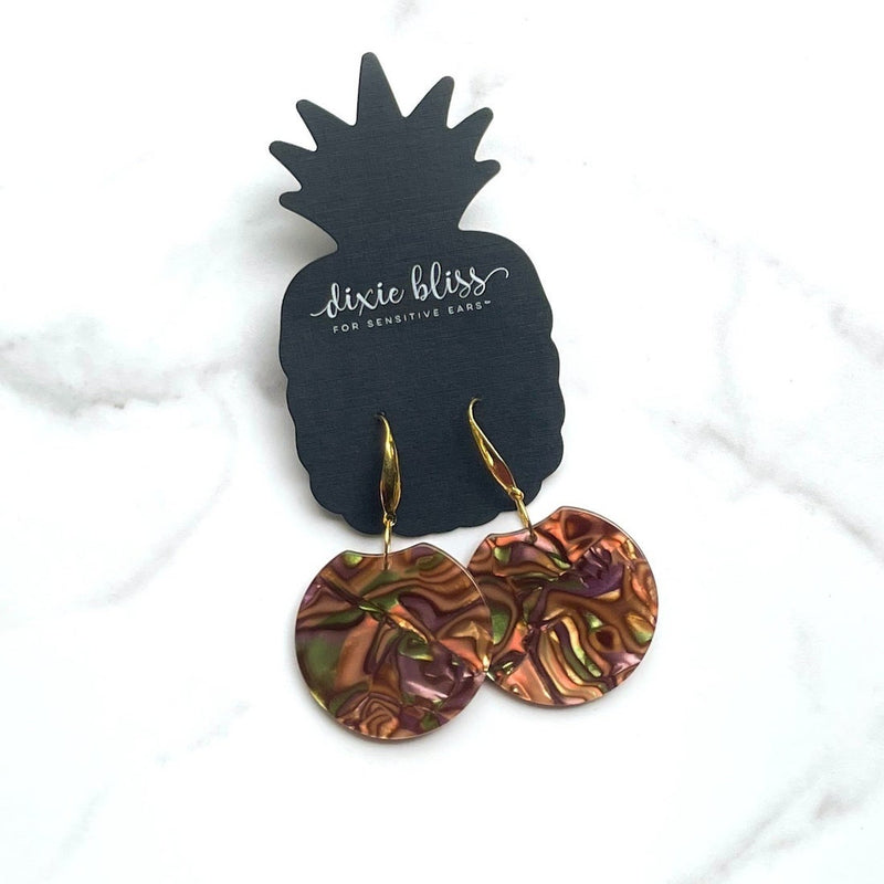 Myrtle in Abalone Jewel - Dixie Bliss - Dangle Earrings