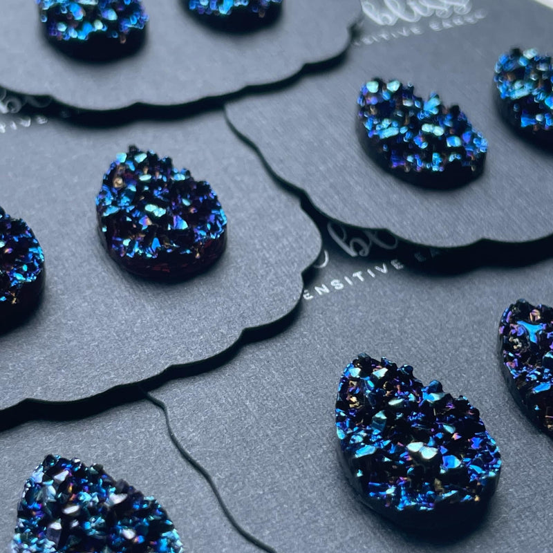 Teardrops in Midnight Blue - Dixie Bliss - Single Stud Earrings