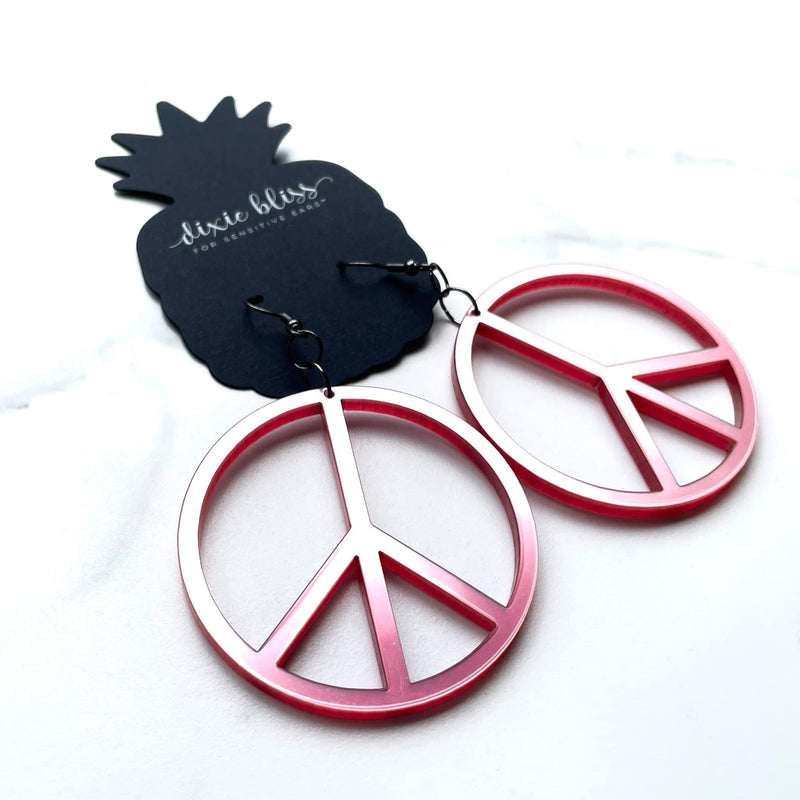 Peace in Vintage Red - Dixie Bliss - Dangle Earrings