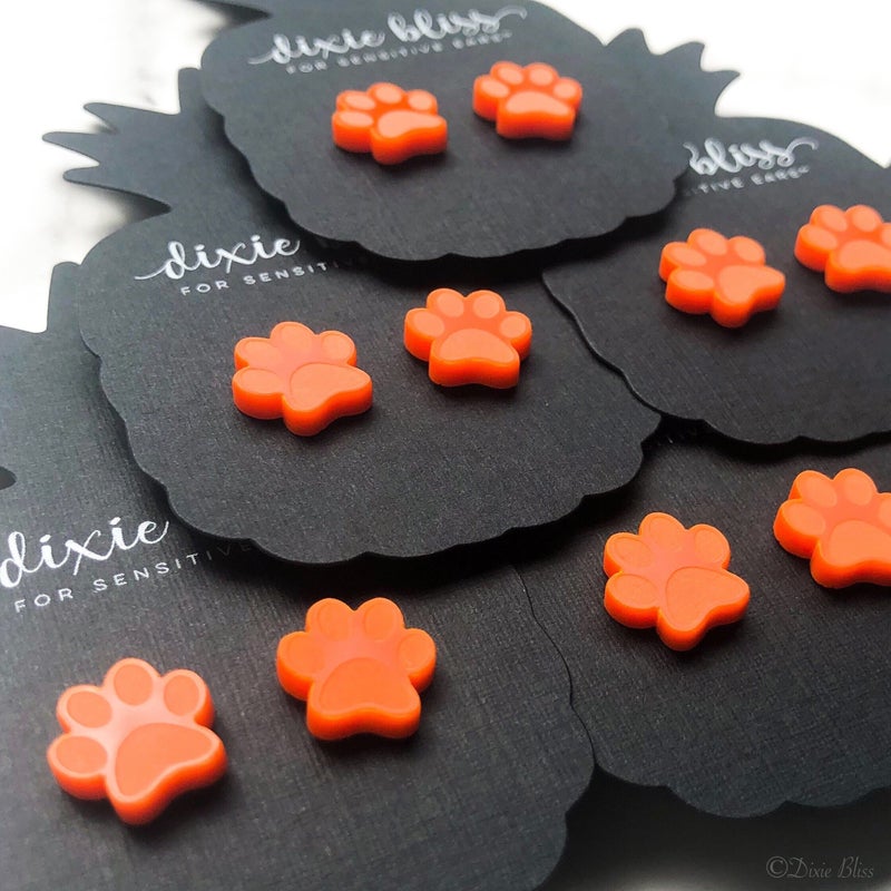 Orange Paws - Dixie Bliss - Single Stud Earrings