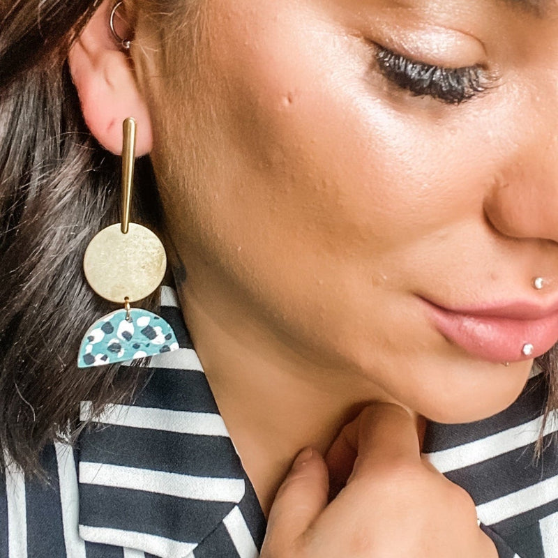 Tahoe in Teal Cheetah - Dixie Bliss - Dangle Earrings